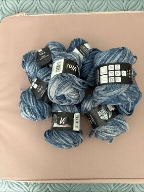 Variegated Blue Cotton Blend Yarn - Soft Denim Tone
